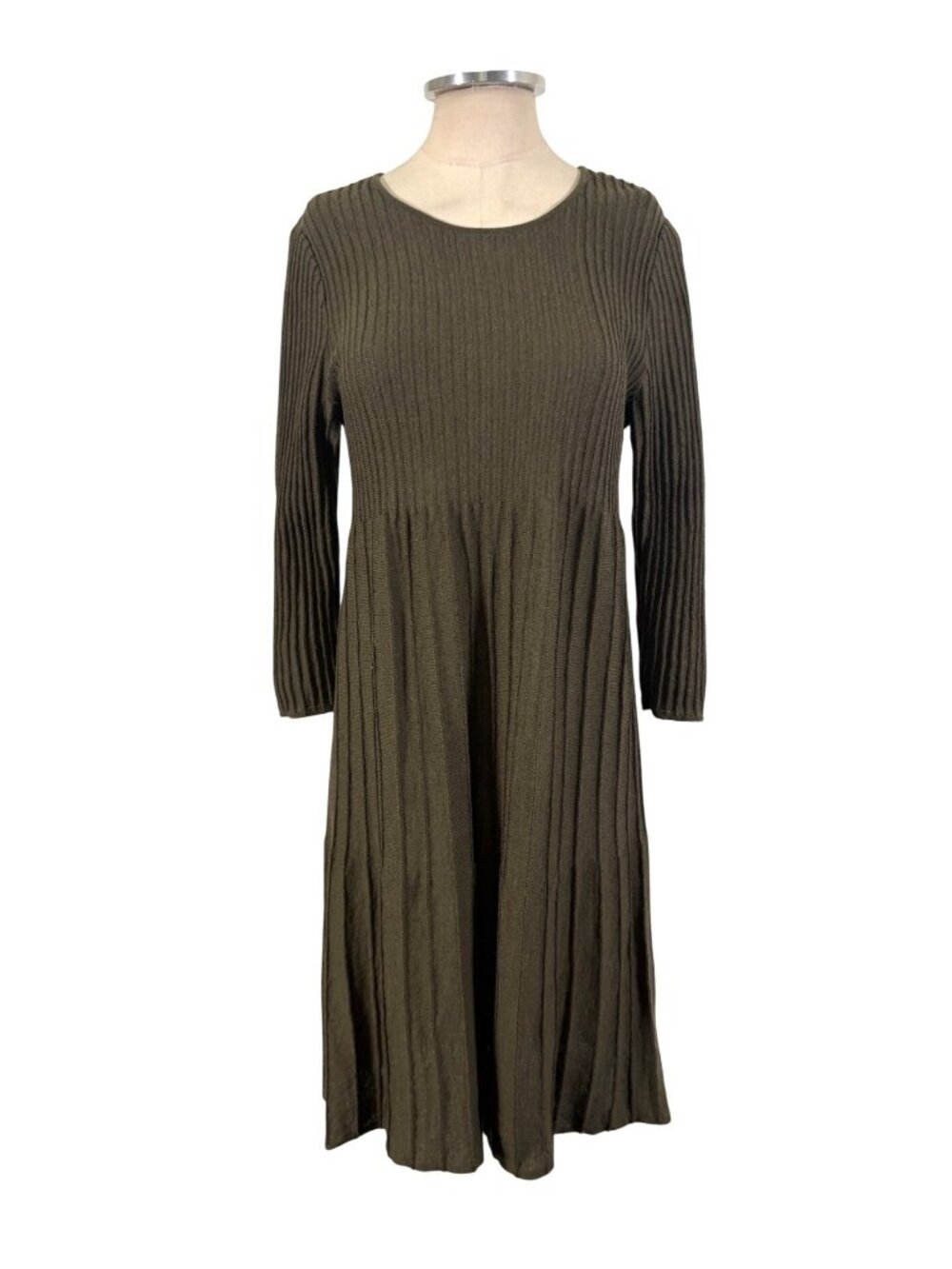 Eileen Fisher Knit Pleated Midi Dress Size Medium